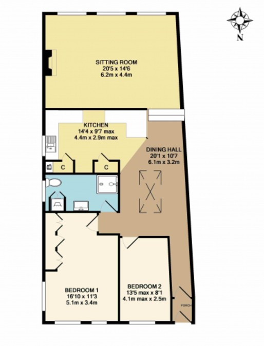 Floor Plan of The Braeside Apartment